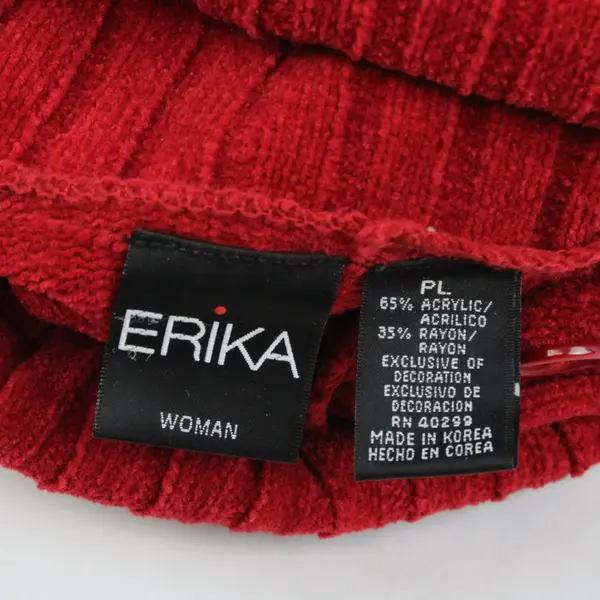Erika Women's Red Fringed Turtleneck Sweater Petite Large PL