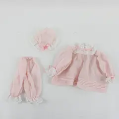 Pink Doll Bear Outfit Dress Bloomers Cap Set Pre-Owned