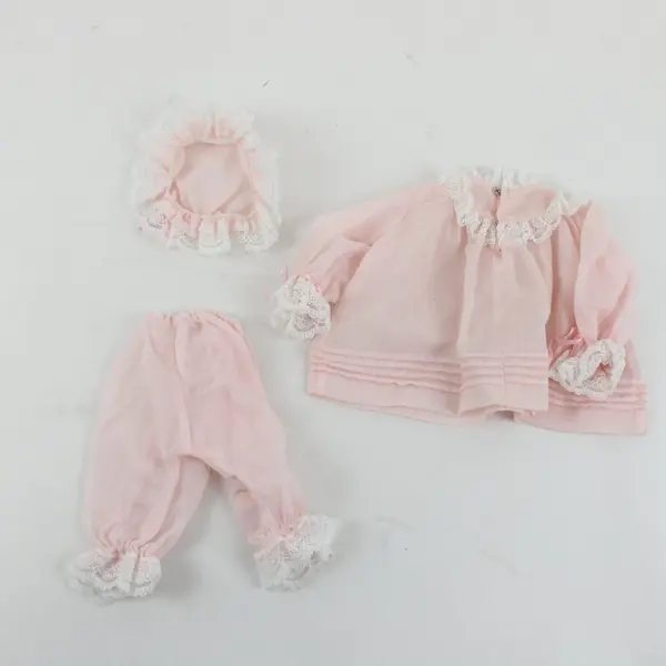 Pink Doll Bear Outfit Dress Bloomers Cap Set Pre-Owned