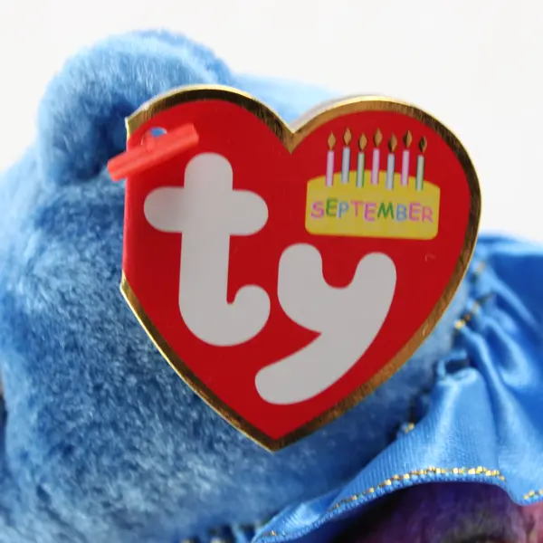 TY Beanie Baby September Birthday Bear Sapphire 7.5in Retired Plush