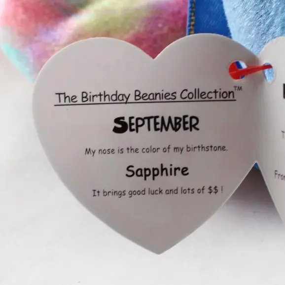 TY Beanie Baby September Birthday Bear Sapphire 7.5in Retired Plush