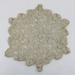 Vintage Crocheted Floral Ecru Doily 15 x 15 Inch Square Table Decor