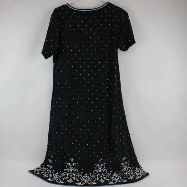Villager Liz Claiborne White Polka Dot Black Nightgown Women's Small