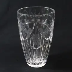 Lead Crystal Vase Etched Grapes Arches Palm Design 8.5" Tall