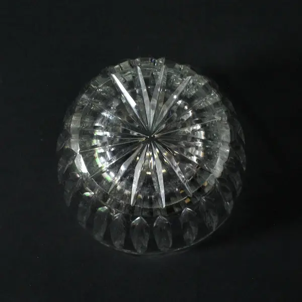 Lead Crystal Vase Etched Grapes Arches Palm Design 8.5" Tall