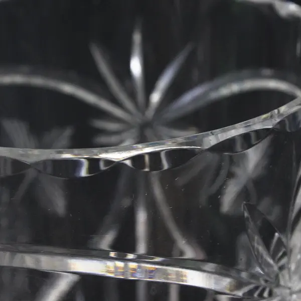 Lead Crystal Vase Etched Grapes Arches Palm Design 8.5" Tall
