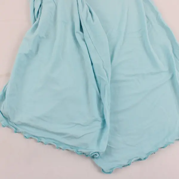 Women's Medium Sky Blue Pajama Set 95% Viscose Bamboo 5% Spandex Lettuce Hem