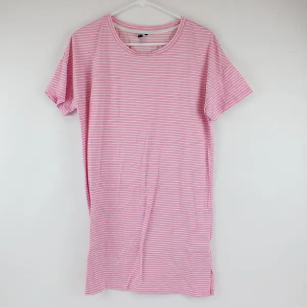 Jaclyn Intimates Pink White Striped Sleep Shirt Nightgown Women's M
