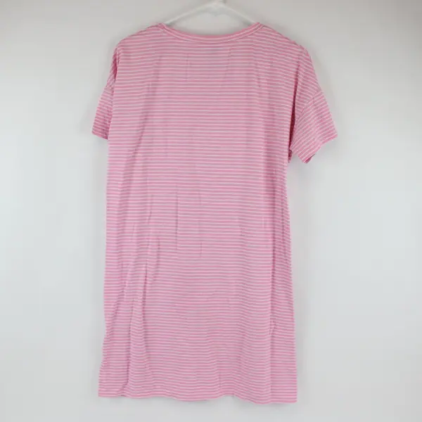 Jaclyn Intimates Pink White Striped Sleep Shirt Nightgown Women's M