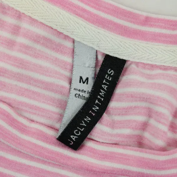 Jaclyn Intimates Pink White Striped Sleep Shirt Nightgown Women's M