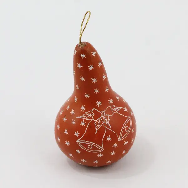 Orange Hand-Painted Gourd Christmas Ornament Bells Snowflakes