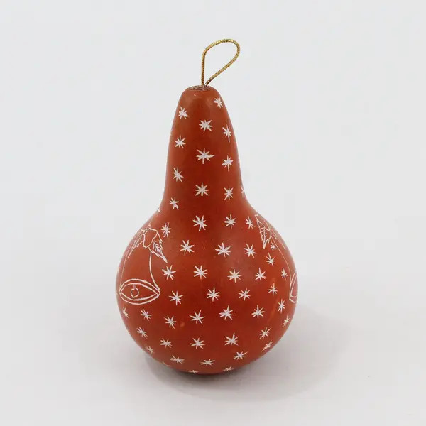 Orange Hand-Painted Gourd Christmas Ornament Bells Snowflakes