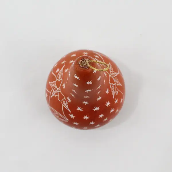 Orange Hand-Painted Gourd Christmas Ornament Bells Snowflakes