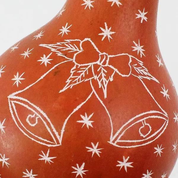 Orange Hand-Painted Gourd Christmas Ornament Bells Snowflakes