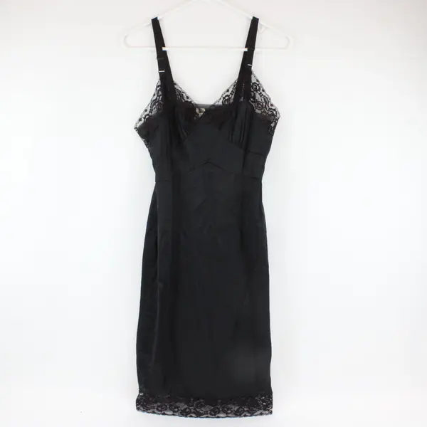 Vintage Movie Star Black Lace Trim Slip Dress Women's Size 34 Average
