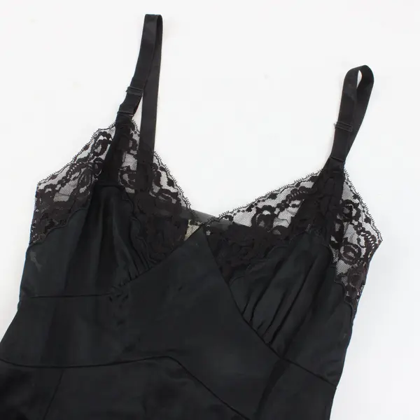 Vintage Movie Star Black Lace Trim Slip Dress Women's Size 34 Average