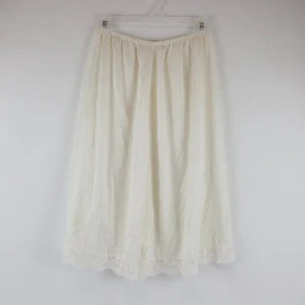 Vintage Women's Off-White Nylon Lace Trim Half Slip Size Large Lingerie