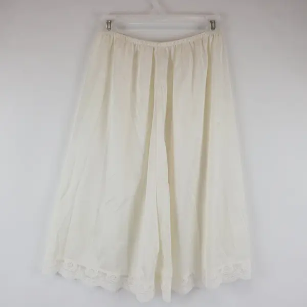 Vintage Women's Off-White Nylon Lace Trim Half Slip Size Large Lingerie