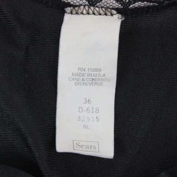 Sears Black Nylon Slip Dress Women's Size 36 Lingerie