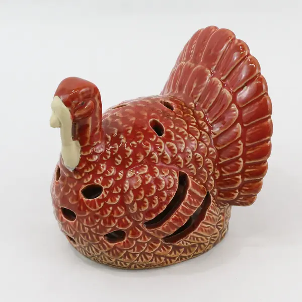 2004 Design Inspirations Ceramic Thanksgiving Turkey Tealight Candle Holder  
