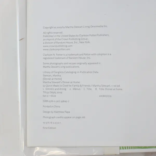 Martha Stewart Dinner at Home 52 Quick Meals Hardcover 2009 + Living Cookbook