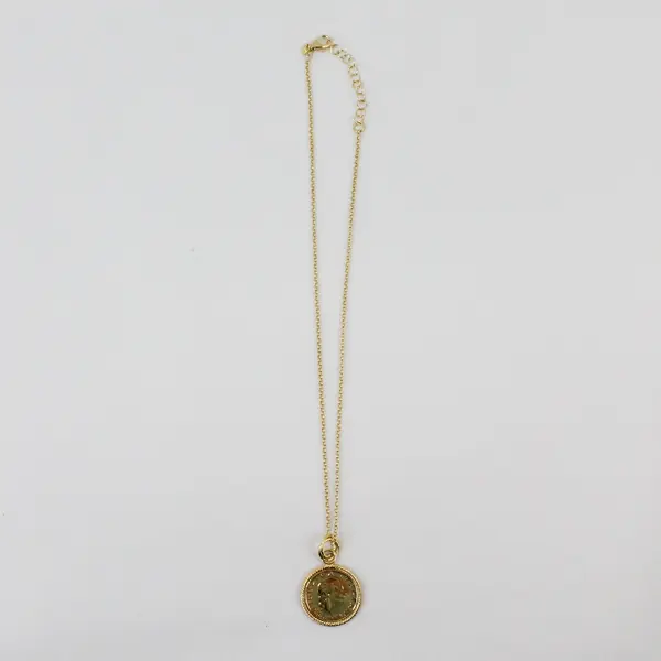 Milor 1995 2000 Lire Coin Pendant Necklace Gold Tone Bronze 19.5"