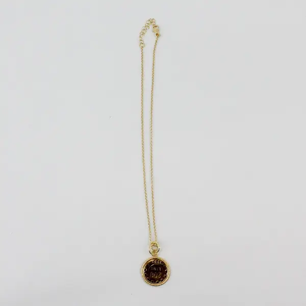 Milor 1995 2000 Lire Coin Pendant Necklace Gold Tone Bronze 19.5"