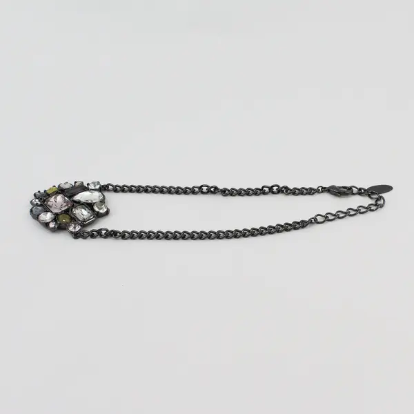 Chico's Rhinestone Cluster Statement Necklace Gunmetal 22in Pre-Owned