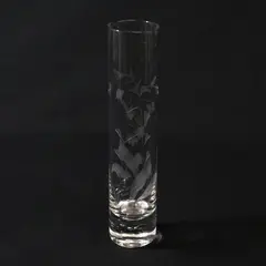 Unbranded Etched Glass Bud Vase Floral Design 7 Inch