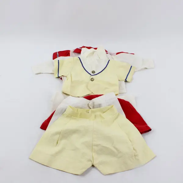 Lot of 3 Vintage Handmade Doll Outfits Shirts Pants Skirt Shorts Stained