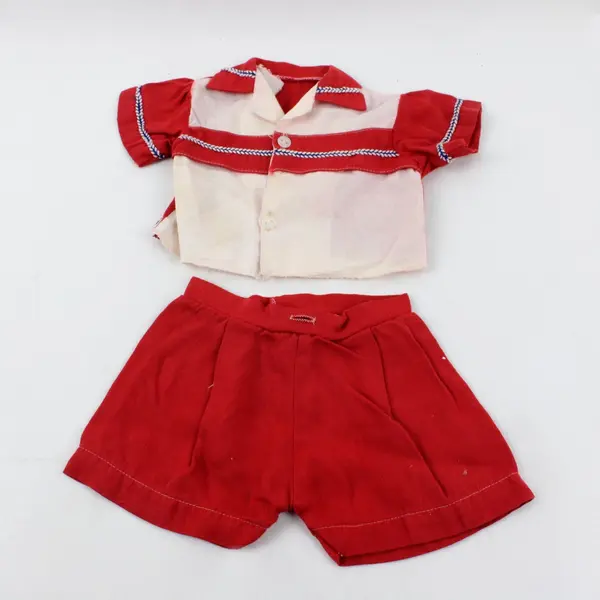 Lot of 3 Vintage Handmade Doll Outfits Shirts Pants Skirt Shorts Stained
