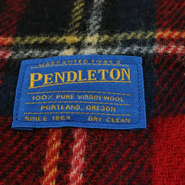 Pendleton Red Plaid Fringe Wool Throw Blanket 52 x 70