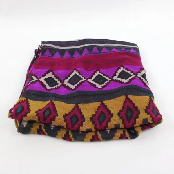 Maroon Purple Yellow Black Geometric Sheer Infinity Scarf