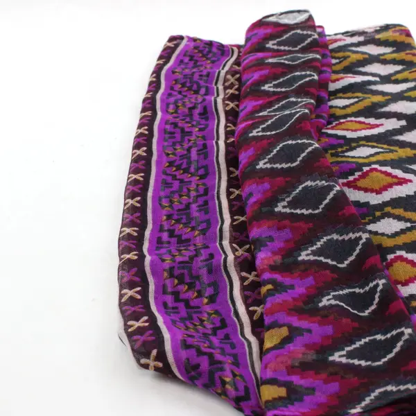 Maroon Purple Yellow Black Geometric Sheer Infinity Scarf