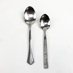 Lot of 2 Stainless Steel Spoons Various Brands Patterns (Rogers, Imperial Intl)