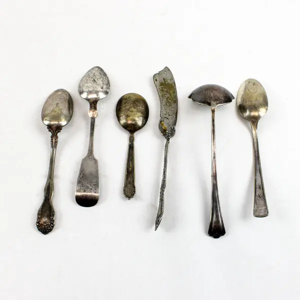 Vintage Set of 6 Various Brands Mismatched Patterns Silverplate Utensils