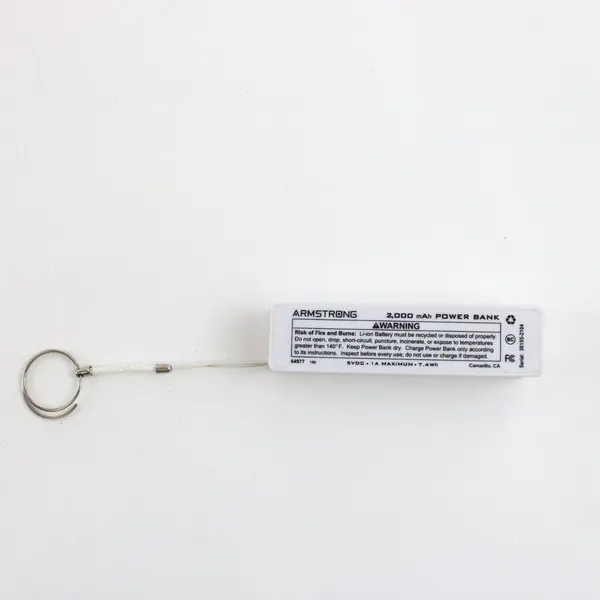 Armstrong 2000mAh Portable Power Bank USB Charger w/ Key Ring Tether