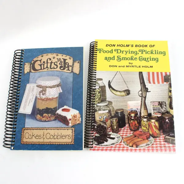 Lot of 2 Cookbooks Gifts in a Jar Cakes & Cobblers Don Holm Drying Pickling