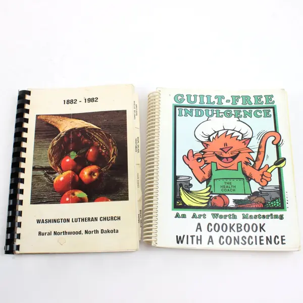 Lot of 2 Spiral & Comb-Bound Cookbooks Washington Lutheran Guilt-Free