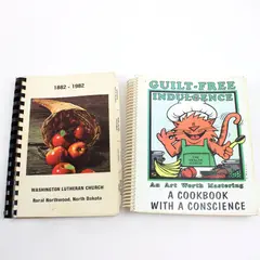 Lot of 2 Spiral & Comb-Bound Cookbooks Washington Lutheran Guilt-Free