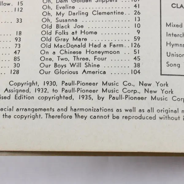 1935 The Everybody Sing Book Paull-Pioneer Revised Edition Sheet Music