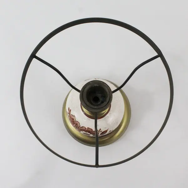 Vintage Brass & Ceramic Taper Candle Lamp w/ Glass Globe 13.5 in