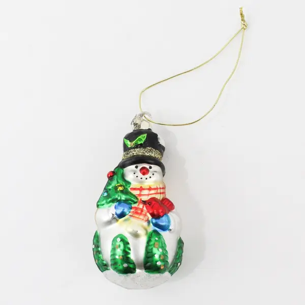 Kurt Adler Snowman Hand Blown Glass Christmas Ornament Scarf Hat 5 in