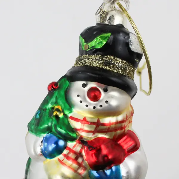 Kurt Adler Snowman Hand Blown Glass Christmas Ornament Scarf Hat 5 in