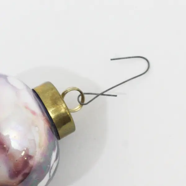 Hand-Painted Hand-Blown Glass Spire Ornament Brass Hanger 4in