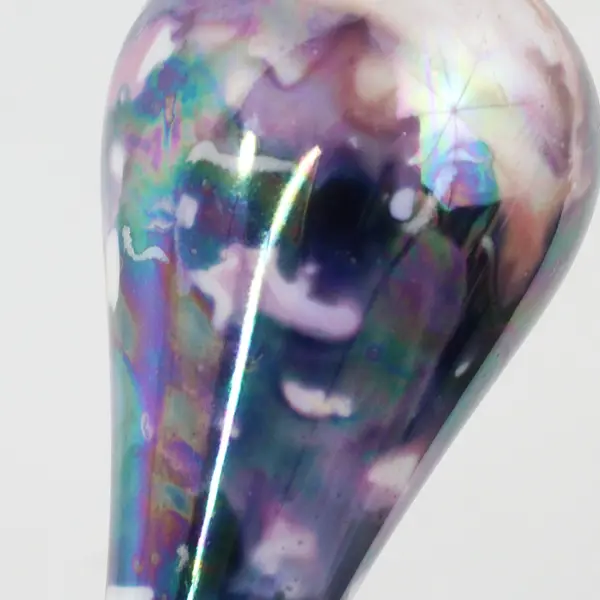 Hand-Painted Hand-Blown Glass Spire Ornament Brass Hanger 4in