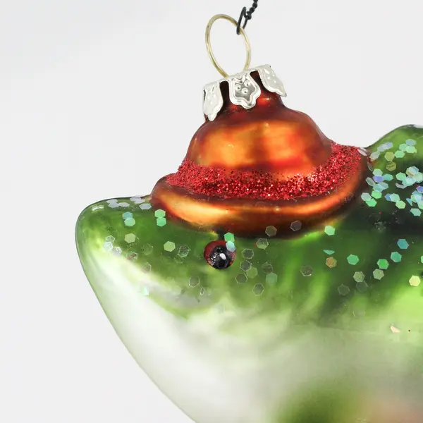 Blown Glass Hooked Fish Hat Fishing Pole Christmas Tree Ornament