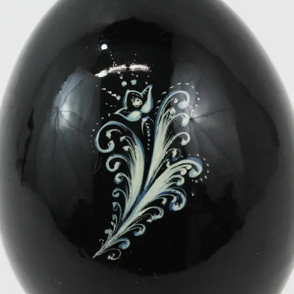 Vintage Russian Hand-Painted Lacquer Egg on Stand Signed