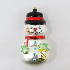 Vintage Glass Snowman Christmas Ornament Smoking Pipe