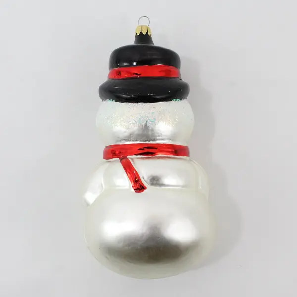 Vintage Glass Snowman Christmas Ornament Smoking Pipe
